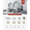 imageFamiware Star Dinnerware Set Plates and Bowls Sets for 8 24pcs Ribbed Stoneware Dishes  Chip ampamp Scratch Resistant Microwave ampamp Dishwasher Safe Tableware Vanilla WhiteSmoky Blue