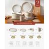 imageFamiware Star Dinnerware Set Plates and Bowls Sets for 8 24pcs Ribbed Stoneware Dishes  Chip ampamp Scratch Resistant Microwave ampamp Dishwasher Safe Tableware Vanilla WhiteCappuccino White