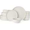 imageFamiware Star Dinnerware Set Plates and Bowls Sets for 8 24pcs Ribbed Stoneware Dishes  Chip ampamp Scratch Resistant Microwave ampamp Dishwasher Safe Tableware Vanilla WhiteMatte Reactive White