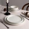 imageFamiware Star Dinnerware Set Plates and Bowls Sets for 8 24pcs Ribbed Stoneware Dishes  Chip ampamp Scratch Resistant Microwave ampamp Dishwasher Safe Tableware Vanilla WhiteMatte Reactive White
