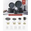 imageFamiware Star Dinnerware Set Plates and Bowls Sets for 8 24pcs Ribbed Stoneware Dishes  Chip ampamp Scratch Resistant Microwave ampamp Dishwasher Safe Tableware Vanilla WhiteMatte Dark Charcoal