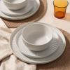 imageFamiware Star Dinnerware Set Plates and Bowls Sets for 8 24pcs Ribbed Stoneware Dishes  Chip ampamp Scratch Resistant Microwave ampamp Dishwasher Safe Tableware Vanilla WhiteMatte Reactive White