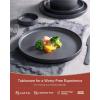 imageFamiware Star Dinnerware Set Plates and Bowls Sets for 8 24pcs Ribbed Stoneware Dishes  Chip ampamp Scratch Resistant Microwave ampamp Dishwasher Safe Tableware Vanilla WhiteMatte Dark Charcoal