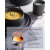 imageFamiware Star Dinnerware Set Plates and Bowls Sets for 8 24pcs Ribbed Stoneware Dishes  Chip ampamp Scratch Resistant Microwave ampamp Dishwasher Safe Tableware Vanilla WhiteMatte Dark Charcoal