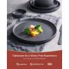 imageFamiware Star Dinnerware Set Plates and Bowls Sets for 8 24pcs Ribbed Stoneware Dishes  Chip ampamp Scratch Resistant Microwave ampamp Dishwasher Safe Tableware Vanilla WhiteMatte Dark Charcoal