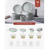 imageFamiware Star Dinnerware Set Plates and Bowls Sets for 8 24pcs Ribbed Stoneware Dishes  Chip ampamp Scratch Resistant Microwave ampamp Dishwasher Safe Tableware Vanilla WhiteSmoky Blue