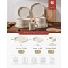 imageFamiware Star Dinnerware Set Plates and Bowls Sets for 8 24pcs Ribbed Stoneware Dishes  Chip ampamp Scratch Resistant Microwave ampamp Dishwasher Safe Tableware Vanilla WhiteVanilla White