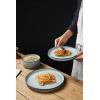 imageFamiware Star Dinnerware Set Plates and Bowls Sets for 8 24pcs Ribbed Stoneware Dishes  Chip ampamp Scratch Resistant Microwave ampamp Dishwasher Safe Tableware Vanilla WhiteSmoky Blue