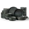 imageFamiware Star Dinnerware Set Plates and Bowls Sets for 8 24pcs Ribbed Stoneware Dishes  Chip ampamp Scratch Resistant Microwave ampamp Dishwasher Safe Tableware Vanilla WhiteDeep Forest