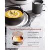 imageFamiware Star Dinnerware Set Plates and Bowls Sets for 8 24pcs Ribbed Stoneware Dishes  Chip ampamp Scratch Resistant Microwave ampamp Dishwasher Safe Tableware Vanilla WhiteMatte White  Matte Dark Charcoal