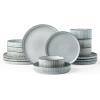 imageFamiware Star Dinnerware Set Plates and Bowls Sets for 8 24pcs Ribbed Stoneware Dishes  Chip ampamp Scratch Resistant Microwave ampamp Dishwasher Safe Tableware Vanilla WhiteSmoky Blue