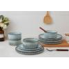 imageFamiware Star Dinnerware Set Plates and Bowls Sets for 8 24pcs Ribbed Stoneware Dishes  Chip ampamp Scratch Resistant Microwave ampamp Dishwasher Safe Tableware Vanilla WhiteSmoky Blue