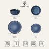 imageFamiware Star Dinnerware Set Plates and Bowls Sets for 8 24pcs Ribbed Stoneware Dishes  Chip ampamp Scratch Resistant Microwave ampamp Dishwasher Safe Tableware Vanilla WhiteStarry Blue
