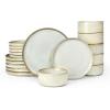 imageFamiware Star Dinnerware Set Plates and Bowls Sets for 8 24pcs Ribbed Stoneware Dishes  Chip ampamp Scratch Resistant Microwave ampamp Dishwasher Safe Tableware Vanilla WhiteCappuccino White