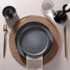 imageFamiware Star Dinnerware Set Plates and Bowls Sets for 8 24pcs Ribbed Stoneware Dishes  Chip ampamp Scratch Resistant Microwave ampamp Dishwasher Safe Tableware Vanilla WhiteMatte Midnight Grey