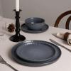 imageFamiware Star Dinnerware Set Plates and Bowls Sets for 8 24pcs Ribbed Stoneware Dishes  Chip ampamp Scratch Resistant Microwave ampamp Dishwasher Safe Tableware Vanilla WhiteMatte Midnight Grey