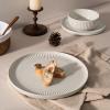imageFamiware Star Dinnerware Set Plates and Bowls Sets for 8 24pcs Ribbed Stoneware Dishes  Chip ampamp Scratch Resistant Microwave ampamp Dishwasher Safe Tableware Vanilla WhiteMatte Reactive White