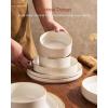 imageFamiware Star Dinnerware Set Plates and Bowls Sets for 8 24pcs Ribbed Stoneware Dishes  Chip ampamp Scratch Resistant Microwave ampamp Dishwasher Safe Tableware Vanilla WhiteVanilla White
