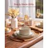 imageFamiware Star Dinnerware Set Plates and Bowls Sets for 8 24pcs Ribbed Stoneware Dishes  Chip ampamp Scratch Resistant Microwave ampamp Dishwasher Safe Tableware Vanilla WhiteCappuccino White