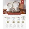 imageFamiware Star Dinnerware Set Plates and Bowls Sets for 8 24pcs Ribbed Stoneware Dishes  Chip ampamp Scratch Resistant Microwave ampamp Dishwasher Safe Tableware Vanilla WhiteMatte White