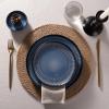 imageFamiware Star Dinnerware Set Plates and Bowls Sets for 8 24pcs Ribbed Stoneware Dishes  Chip ampamp Scratch Resistant Microwave ampamp Dishwasher Safe Tableware Vanilla WhiteStarry Blue