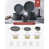 imageFamiware Star Dinnerware Set Plates and Bowls Sets for 8 24pcs Ribbed Stoneware Dishes  Chip ampamp Scratch Resistant Microwave ampamp Dishwasher Safe Tableware Vanilla WhiteMatte Dark Charcoal