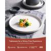 imageFamiware Star Dinnerware Set Plates and Bowls Sets for 8 24pcs Ribbed Stoneware Dishes  Chip ampamp Scratch Resistant Microwave ampamp Dishwasher Safe Tableware Vanilla WhiteMatte White  Matte Dark Charcoal