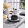 imageFamiware Star Dinnerware Set Plates and Bowls Sets for 8 24pcs Ribbed Stoneware Dishes  Chip ampamp Scratch Resistant Microwave ampamp Dishwasher Safe Tableware Vanilla WhiteMatte White  Matte Dark Charcoal