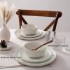 imageFamiware Star Dinnerware Set Plates and Bowls Sets for 8 24pcs Ribbed Stoneware Dishes  Chip ampamp Scratch Resistant Microwave ampamp Dishwasher Safe Tableware Vanilla WhiteMatte Reactive White