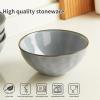 imagefamiware Cereal Bowls Set of 6 Ocean Square 6quot Soup Bowls 23oz Rice Serving Bowl Oatmeal Bowls Kitchen Bowl Set Microwave and Dishwasher Safe Scratch Resistant Vanilla WhiteBlue