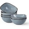 imagefamiware Cereal Bowls Set of 6 Ocean Square 6quot Soup Bowls 23oz Rice Serving Bowl Oatmeal Bowls Kitchen Bowl Set Microwave and Dishwasher Safe Scratch Resistant Vanilla WhiteBlue