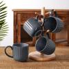 imagefamiware Coffee Mug Set for 4 Star 12 oz Catering Mugs Cup Set with Handle for Coffee Tea Cocoa Milk  Ceramic Stoneware Drinkware Set Cappuccino WhiteStarlightMatte Black Grey