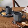 imagefamiware Coffee Mug Set for 4 Star 12 oz Catering Mugs Cup Set with Handle for Coffee Tea Cocoa Milk  Ceramic Stoneware Drinkware Set Cappuccino WhiteStarlightMatte Black Grey