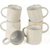 imagefamiware Coffee Mug Set for 4 Star 12 oz Catering Mugs Cup Set with Handle for Coffee Tea Cocoa Milk  Ceramic Stoneware Drinkware Set Cappuccino WhiteStarCappuccino White