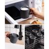 imagefamiware Coffee Mug Set for 4 Star 12 oz Catering Mugs Cup Set with Handle for Coffee Tea Cocoa Milk  Ceramic Stoneware Drinkware Set Cappuccino WhiteStarMatte Dark Charcoal