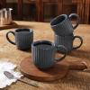 imagefamiware Coffee Mug Set for 4 Star 12 oz Catering Mugs Cup Set with Handle for Coffee Tea Cocoa Milk  Ceramic Stoneware Drinkware Set Cappuccino WhiteStarlightMatte Black Grey