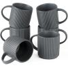 imagefamiware Coffee Mug Set for 4 Star 12 oz Catering Mugs Cup Set with Handle for Coffee Tea Cocoa Milk  Ceramic Stoneware Drinkware Set Cappuccino WhiteStarMatte Dark Charcoal