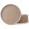 imagefamiware Dinner Plates Set of 6 1025 inch Pasta Plate Ocean Round Stoneware Dessert Plates Dish Set for Kitchen Microwave Dishwasher Safe Scratch Resistant BlueCinnamon Brown