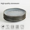 imagefamiware Dinner Plates Set of 6 1025 inch Pasta Plate Ocean Round Stoneware Dessert Plates Dish Set for Kitchen Microwave Dishwasher Safe Scratch Resistant BlueBlue