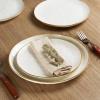 imagefamiware Dinner Plates Set of 6 1025 inch Pasta Plate Ocean Round Stoneware Dessert Plates Dish Set for Kitchen Microwave Dishwasher Safe Scratch Resistant BlueVanilla White
