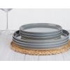imagefamiware Dinner Plates Set of 6 1025 inch Pasta Plate Ocean Round Stoneware Dessert Plates Dish Set for Kitchen Microwave Dishwasher Safe Scratch Resistant BlueDeep Grey