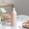 imagefamiware Jupiter 16oz Ceramic Olive Oil Dispenser Bottle 1 Piece Oil Dispenser for Kitchen with Stainless Steel Pourers Suitable for Storage Vinegar Soy Sauce Coffee Syrup Light PinkLight Pink