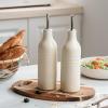 imagefamiware Jupiter 16oz Ceramic Olive Oil Dispenser Bottle 1 Piece Oil Dispenser for Kitchen with Stainless Steel Pourers Suitable for Storage Vinegar Soy Sauce Coffee Syrup Light PinkVanilla White