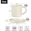 imagefamiware Jupiter Espresso Cups and Saucers Set of 4 3 oz Ceramic Small Coffee Mug with Handle Spiral Stoneware Demitasse Cup for Tea Latte Cafe  Microwave ampamp Dishwasher Safe Light BlueCappuccino White