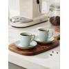 imagefamiware Jupiter Espresso Cups and Saucers Set of 4 3 oz Ceramic Small Coffee Mug with Handle Spiral Stoneware Demitasse Cup for Tea Latte Cafe  Microwave ampamp Dishwasher Safe Light BlueLight Blue