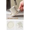 imagefamiware Jupiter Espresso Cups and Saucers Set of 4 3 oz Ceramic Small Coffee Mug with Handle Spiral Stoneware Demitasse Cup for Tea Latte Cafe  Microwave ampamp Dishwasher Safe Light BlueMatte White