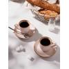 imagefamiware Jupiter Espresso Cups and Saucers Set of 4 3 oz Ceramic Small Coffee Mug with Handle Spiral Stoneware Demitasse Cup for Tea Latte Cafe  Microwave ampamp Dishwasher Safe Light BlueLight Pink