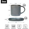 imagefamiware Jupiter Espresso Cups and Saucers Set of 4 3 oz Ceramic Small Coffee Mug with Handle Spiral Stoneware Demitasse Cup for Tea Latte Cafe  Microwave ampamp Dishwasher Safe Light BlueSmoky Blue