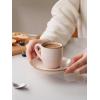 imagefamiware Jupiter Espresso Cups and Saucers Set of 4 3 oz Ceramic Small Coffee Mug with Handle Spiral Stoneware Demitasse Cup for Tea Latte Cafe  Microwave ampamp Dishwasher Safe Light BlueLight Pink
