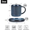 imagefamiware Jupiter Espresso Cups and Saucers Set of 4 3 oz Ceramic Small Coffee Mug with Handle Spiral Stoneware Demitasse Cup for Tea Latte Cafe  Microwave ampamp Dishwasher Safe Light BlueNebulas Blue